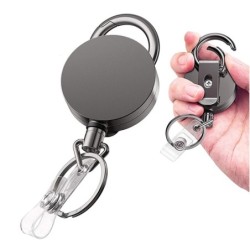 Telescopic metal keychain - retractable cord - ID / keys holderKeyrings