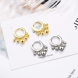 Guld / silver runda örhängen med pärlor - 925 sterling silver