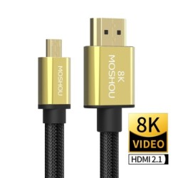 Micro HDMI till HDMI-kabel - 2.1 3D 8K 1080P - höghastighets - för GoPro Hero 7 6 5 / Sony A6000 / Nikon / Canon-kameror