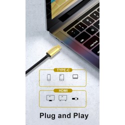 USB C HDMI-kabel Typ-C till HDMI - Thunderbolt 3 - omvandlare - adapter - 4K 60Hz - för MacBook / Huawei Mate 30 40 Pro