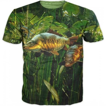 Trendy fishing t-shirt - short sleeve - with fish printed - unisexBlouses & shirts