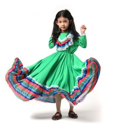 Traditionell mexikansk dansprinsessa - kostym - klänning för tjejer -festivaler / Halloween / födelsedagsfest