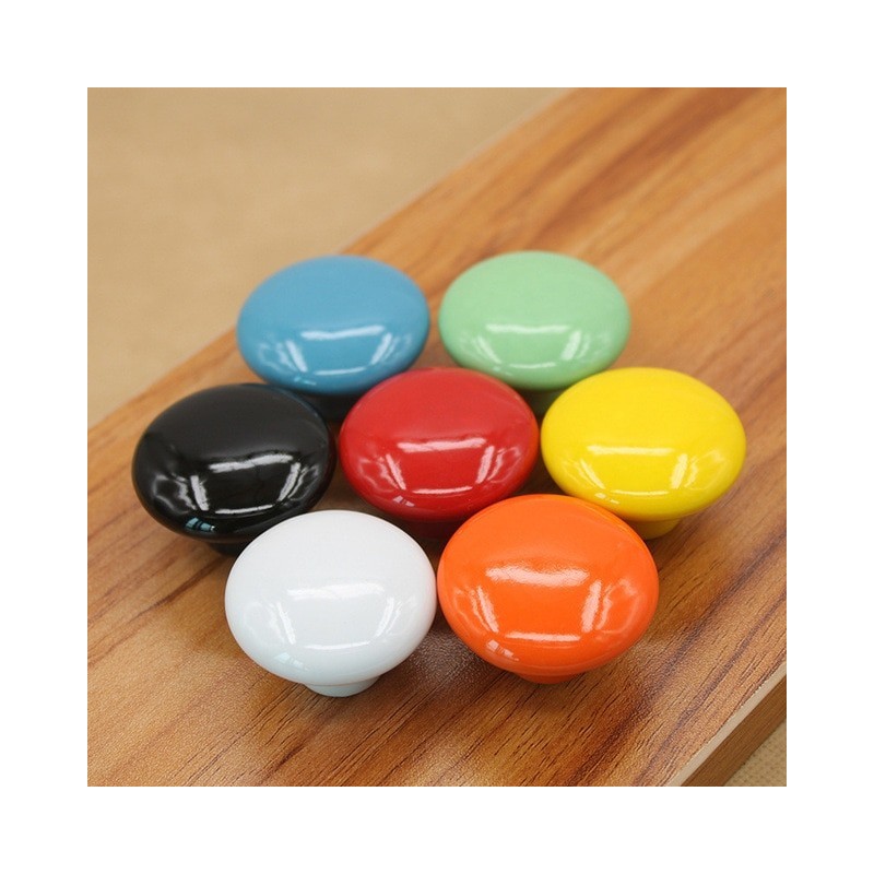 Ceramic round furniture knobs - for doors / cabinets / wardrobes / drawersFurniture