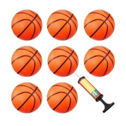 Mini basketbollar - uppblåsbar - med uppblåsare - 8 st