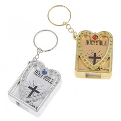 Mini Holy Bible - Kors - hjärta - kristall - nyckelring