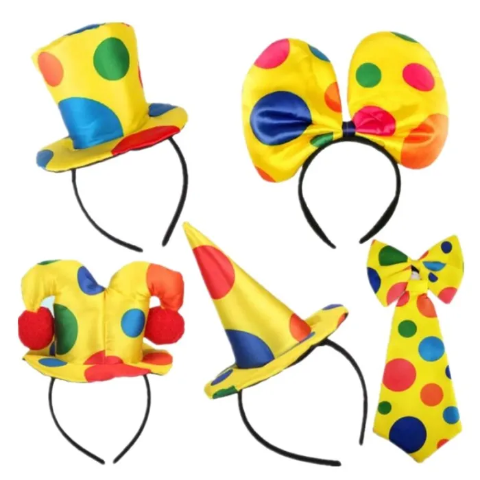 Pannband / rosett / slips - clownmönster - kostymtillbehör