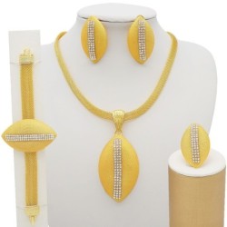 Lyxigt guldsmyckeset - halsband - örhängen / armband / ring - afrikansk stil