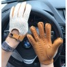 Korta körhandskar - getskinnsläder / stickat - unisex