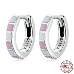 Kolla kontrast rosa-vita örhängen - 925 sterling silver