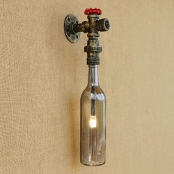 American loft - vägglampa - LED Edison lampa - vintage glasflaska / vattenpipa