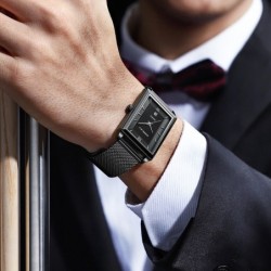CRRJU - lyxig fyrkantig gyllene klocka - Quartz - rostfritt stål mesh armband - vattentät