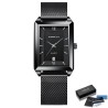 CRRJU - lyxig fyrkantig gyllene klocka - Quartz - rostfritt stål mesh armband - vattentät