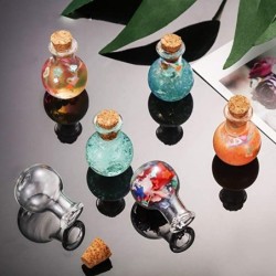 Miniglasflaskor - med korklock - för parfymer - bröllopsdekorationer - 10 st