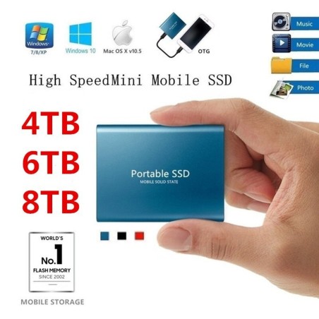 Mobil hårddisklagring - SSD - typ-C - USB 3.1 - aluminiumlegering - 500GB / 1TB / 2TB / 4TB / 6TB / 8TB