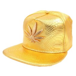 Baseballkeps - läder snapback - med metallblad - hip hop stil