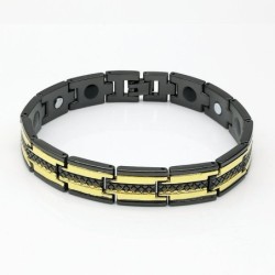 Trendy black / gold magnetic bracelet - stainless steel - unisex - 2 piecesBracelets