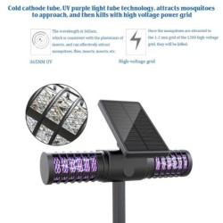 Solar myggdödare lampa - utomhus - vattentät - USB - UV-ljus