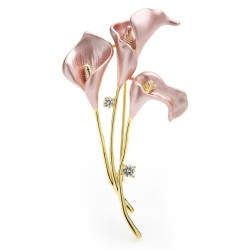 Elegant brosch - 3-blommig lilja - med kristaller