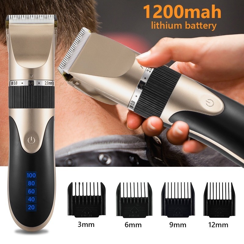 Professionell hår-/skäggklippare - elektrisk trimmer - 1200mAh
