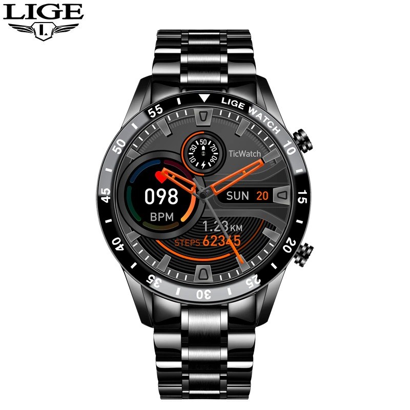 LIGE - luxurious Smart Watch - full circle touch screen - Bluetooth - blood pressure - waterproofWatches