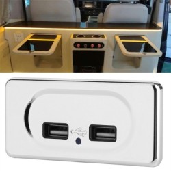 Dubbel USB-laddare - uttag - med blå LED-indikator - för bil / husvagn - 5V/3.1A