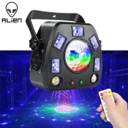 ALIEN - 4 i 1 - fjärrstyrd DMX laserprojektor - roterbar boll - UV scenbelysning
