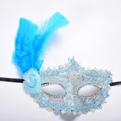 Sexig venetiansk spetsögonmask - med fjädrar / kristall