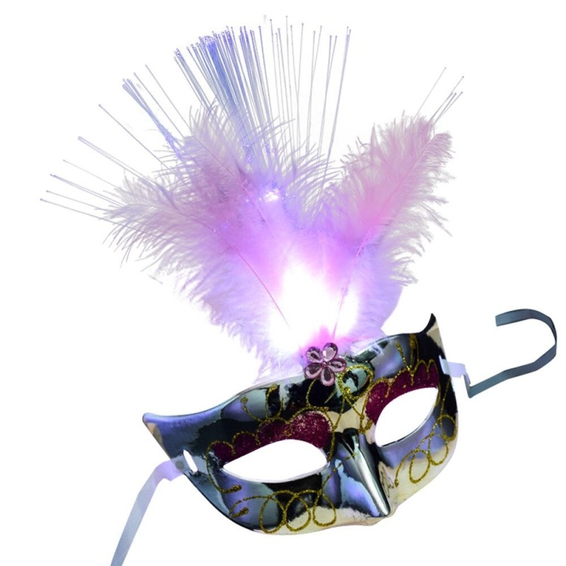 Sexy Venetian eye mask - with feathers / luminous LED - masquerade / HalloweenMasks