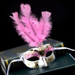 Fashionable Venetian eye mask - with feathers - sexy fox - masquerades / HalloweenMasks
