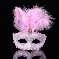 Sexig venetiansk ögonmask - fjädrar / spets / kristall - Halloween / maskerad