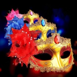 Sexig venetiansk ögonmask - diamant / fjäderblomma / glitter - karneval - Halloween