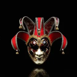 Venetiansk anonym joker / clown - helmask - maskerad / Halloween