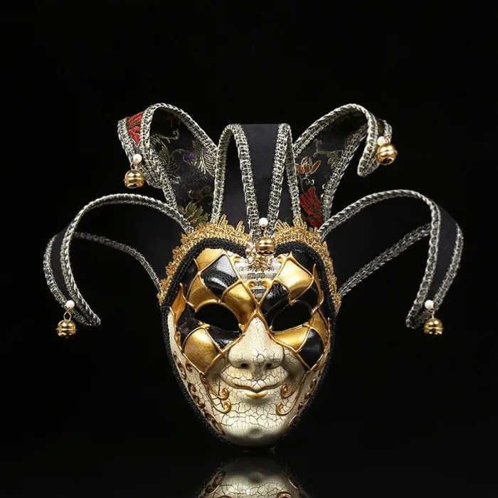 Venetiansk anonym joker / clown - helmask - maskerad / Halloween