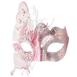 Venetiansk ögonmask i metall - ihålig fjäril - kristaller - laserskuren - maskerader / karnevaler