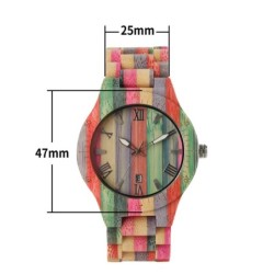 Fashionabla färgglada träklocka - rund - Quartz - unisex