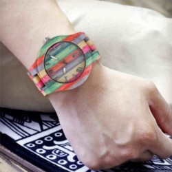 Fashionable colorful wooden watch - round - Quartz - unisexWatches