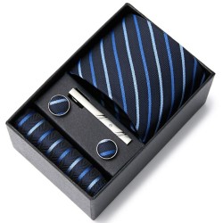 Fashionabla slips / näsduk / manschettknappar / slipsklämma - med låda - 5 delar set