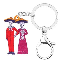 Acrylic Halloween skeleton couple - keychainKeyrings