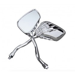 Motorcycle mirrors with skeleton hand - chrome - silverMirrors