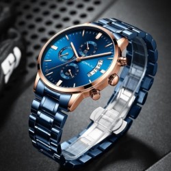 CRRJU - luxurious blue watch - Quartz - stainless steel - waterproofWatches