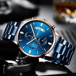 CRRJU - luxurious blue watch - Quartz - stainless steel - waterproofWatches