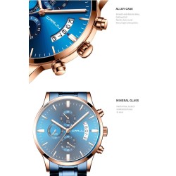 CRRJU - luxurious blue watch - Quartz - stainless steel - waterproofWatches