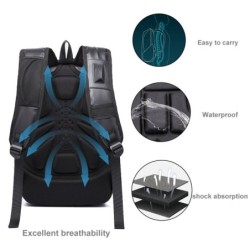 Fashionabla ryggsäck - laptopväska - vattentät - USB-laddningsport - carving design