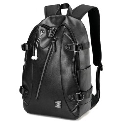 Fashionable leather backpack - 15.6 inch laptop bag - earphone hole - waterproofBackpacks