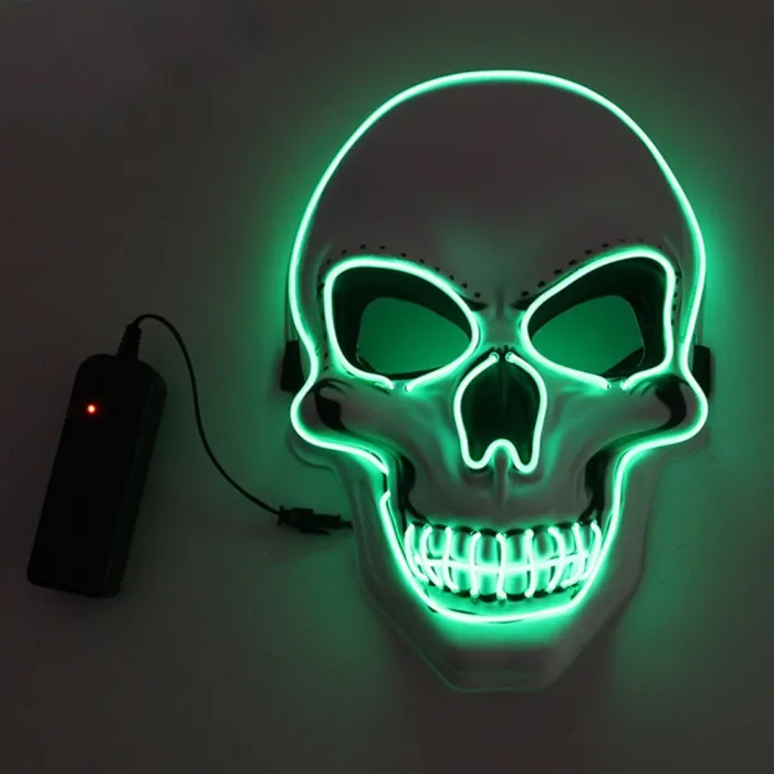 LED ansiktsmask - glödande skalle - Halloween - festivaler