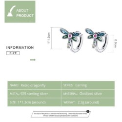 Färgglad kristallslända - örhängen - 925 sterling silver