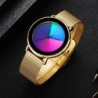 Creative Quartz klocka - färgglad urtavla - vattentät - rostfritt stål / läderband - unisex