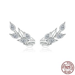 Eleganta örhängen - bladformade - med kristaller - 925 sterling silver