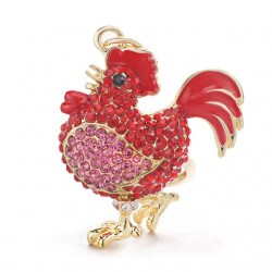 Röd kristalltupp - kyckling - nyckelring