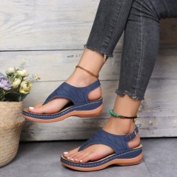 Leather summer sandals - with strap - flat wedges soleSandals